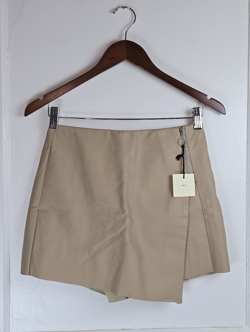 tgla Tan Vegan Faux Leather Skort NEW size S